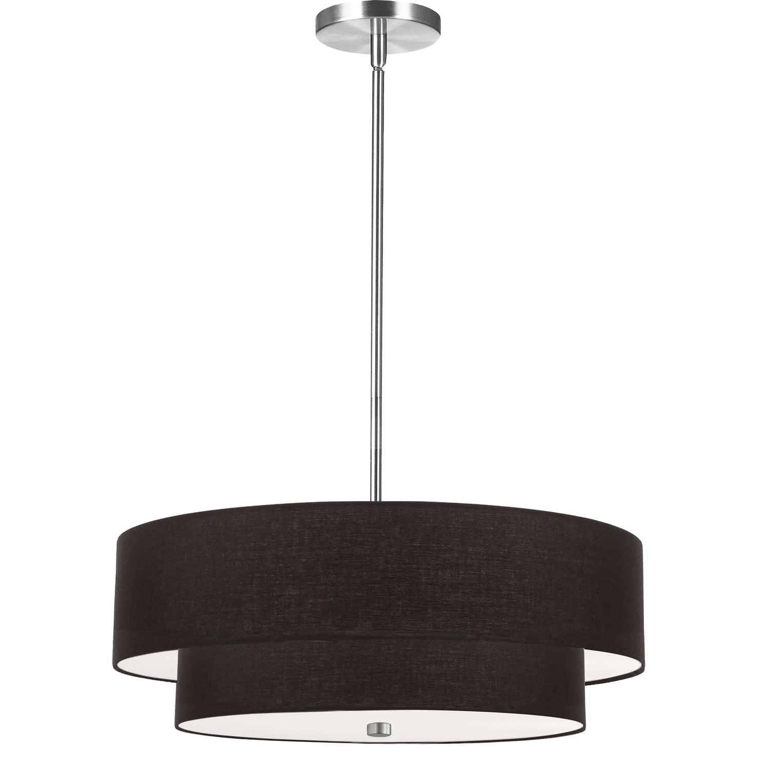 Dainolite  20 in. Everly 4 Light Incandescent 2 Tier Pendant, Polished Chrome with Black Shade