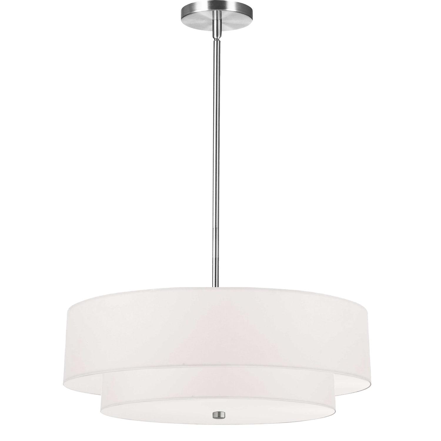 Dainolite  20 in. Everly 4 Light Incandescent 2 Tier Pendant, Polished Chrome with White Shade