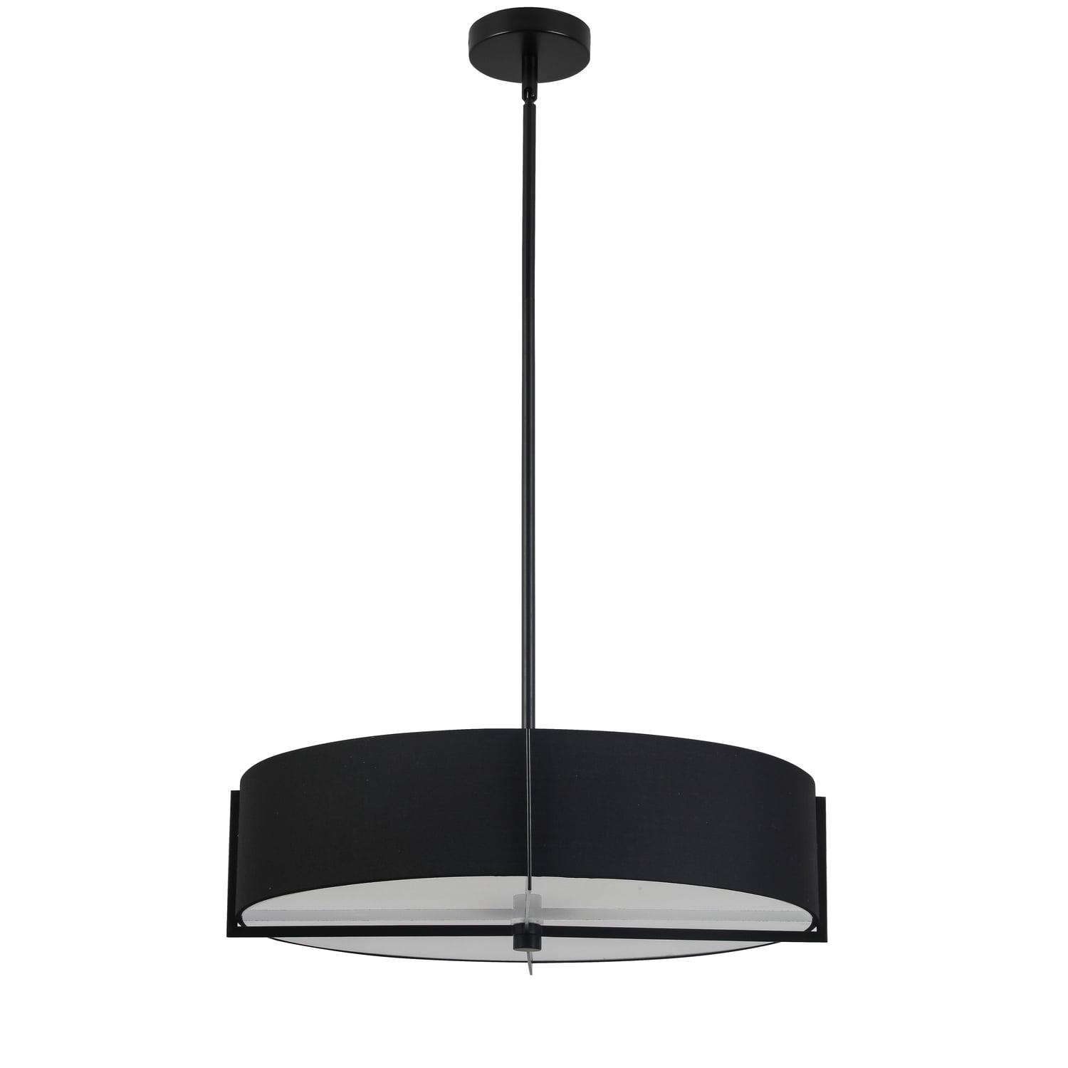 Dainolite  21 in. Preston 4 Light Incandescent Pendant, Matte Black with Black Shade