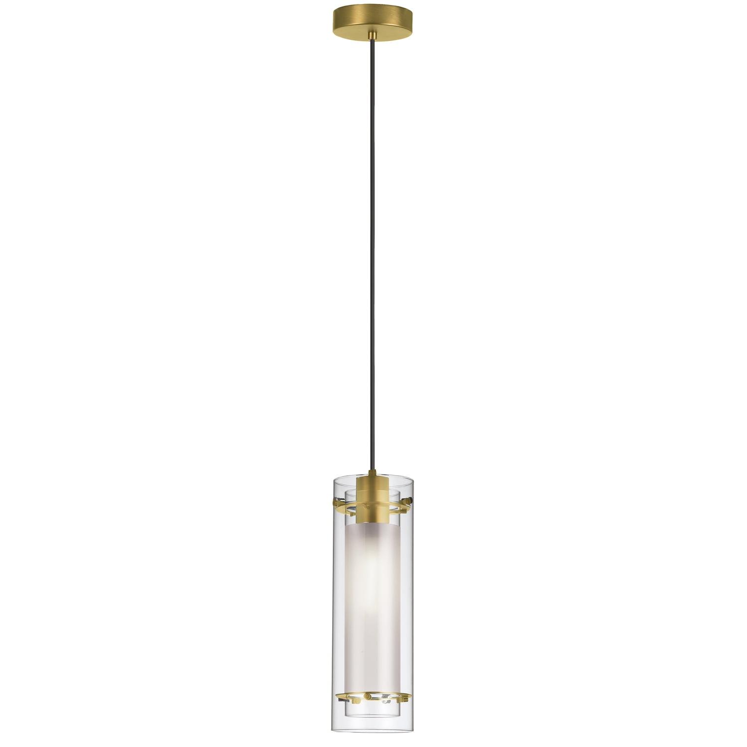 Pasha Aged Brass Modern 87" Indoor/Outdoor Clear Glass Pendant