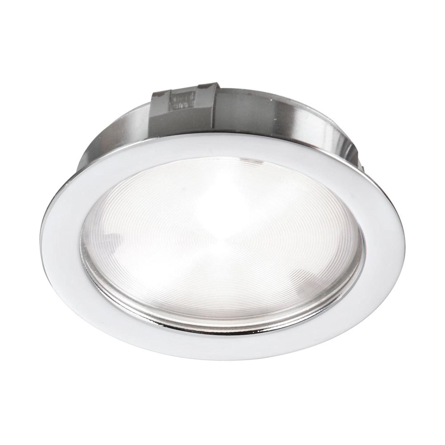 Modern White LED Recessed Puck Light with Chrome Finish