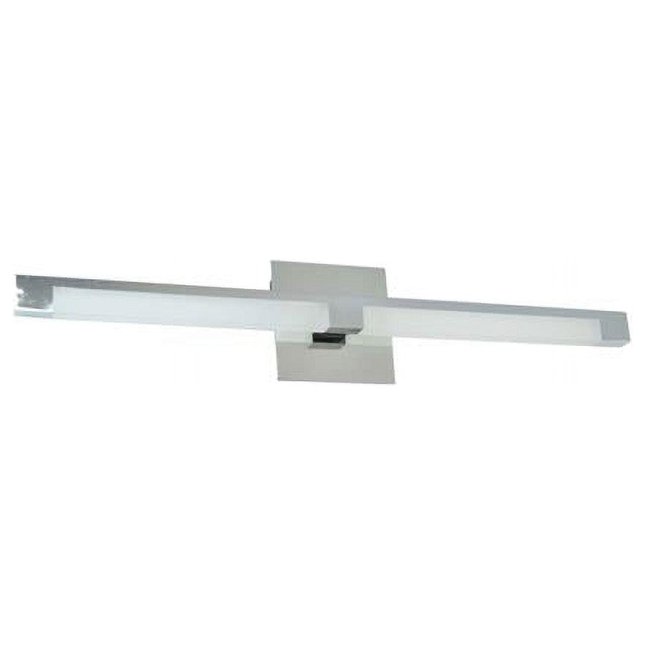 28" Chrome LED Vanity Light with White Rectangular Shade