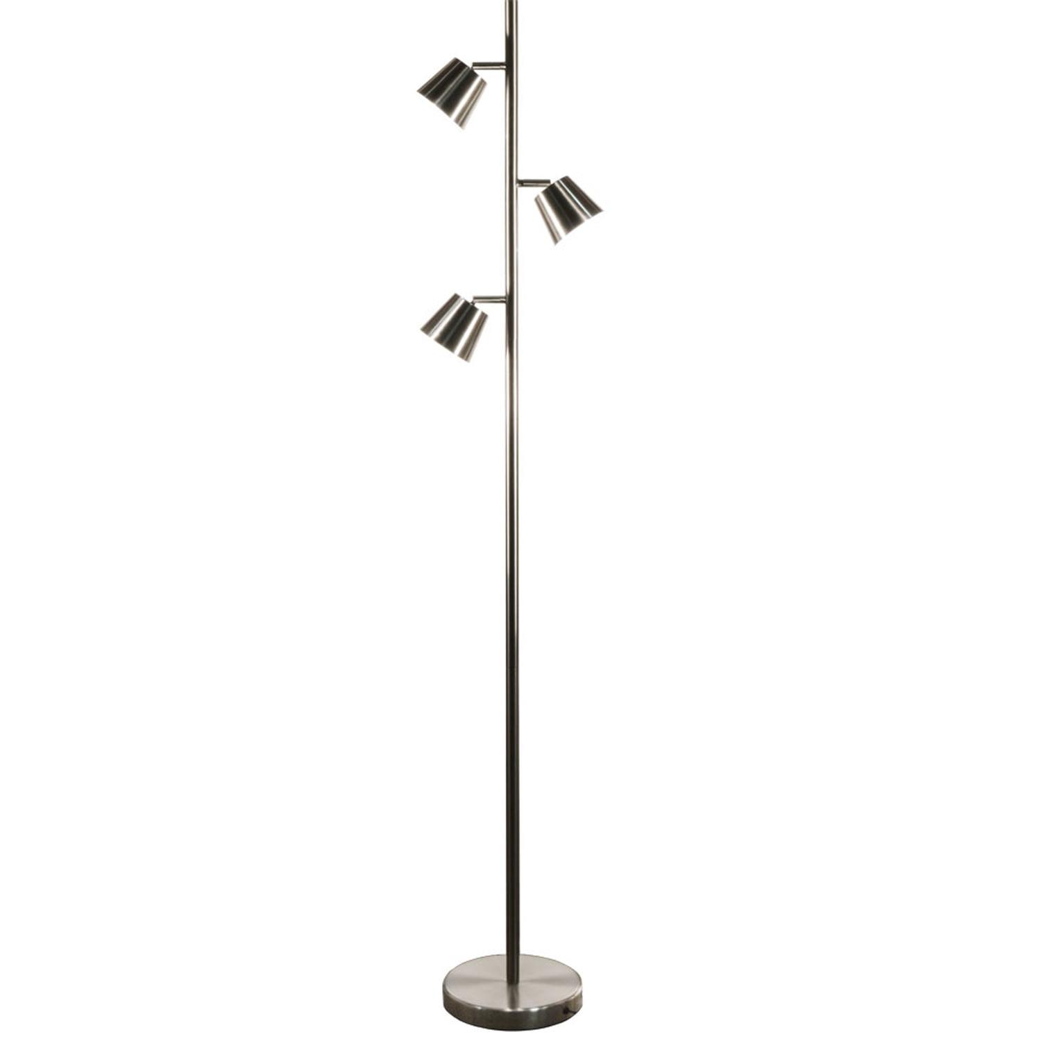 Adjustable Satin Chrome 3-Light LED Floor Lamp