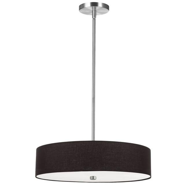 Dainolite  4 Light Everly Incandescent Pendant, Polished Chrome with Black Shade