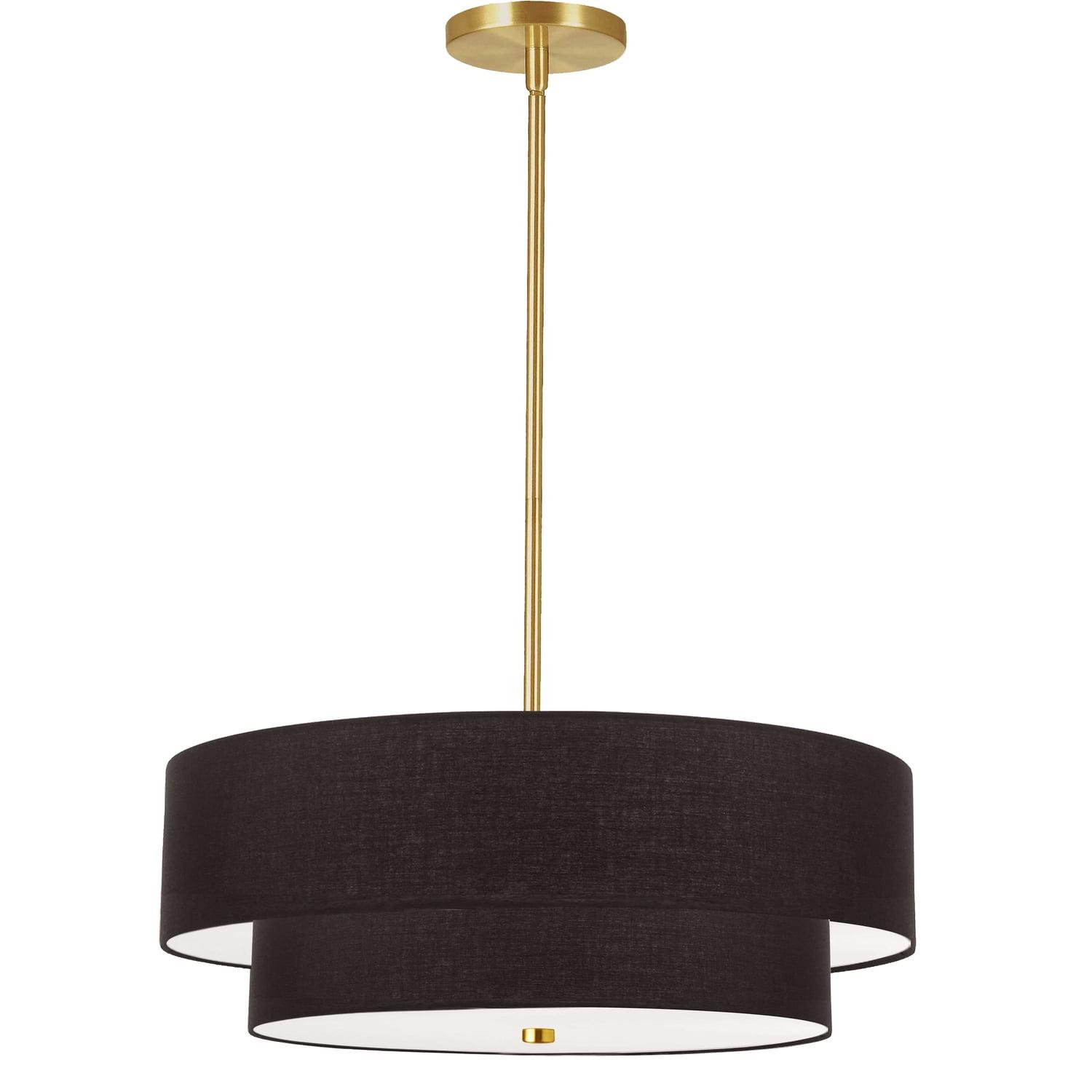 Dainolite 571-224P-AGB-BK 4 Light Incandescent 2 Tier Pendant, Aged Brass with Black Shade