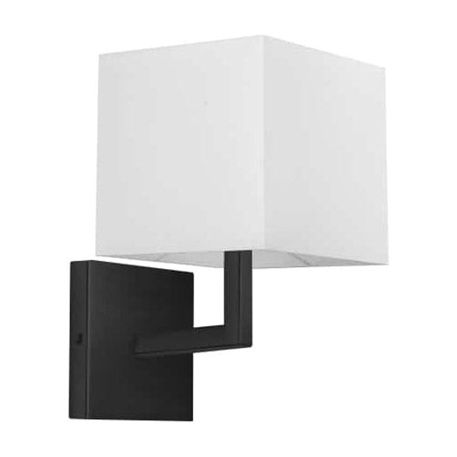 Lucas Modern Matte Black Wall Sconce with White Square Shade