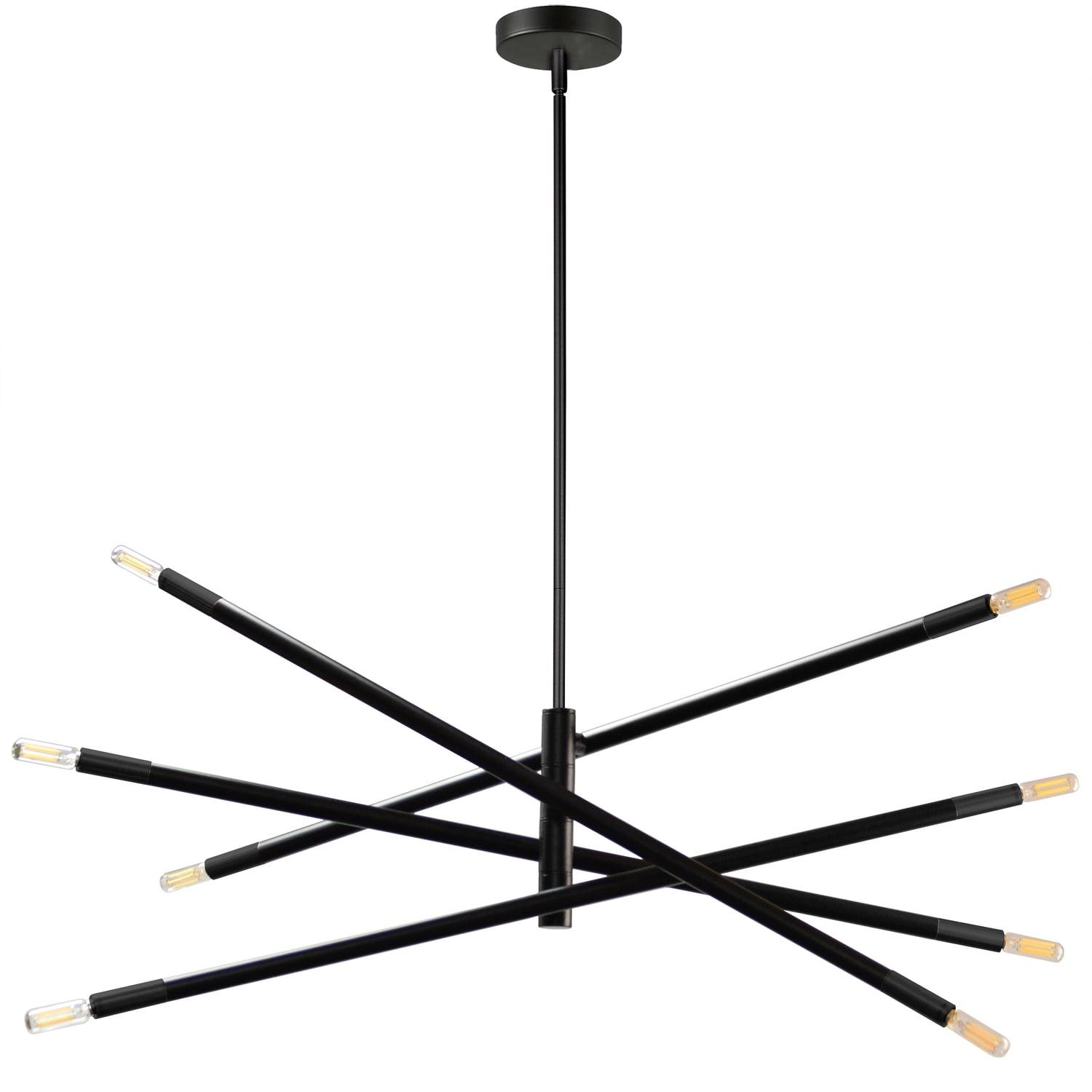 Modern Matte Black and Aged Brass 8-Light Linear Pendant