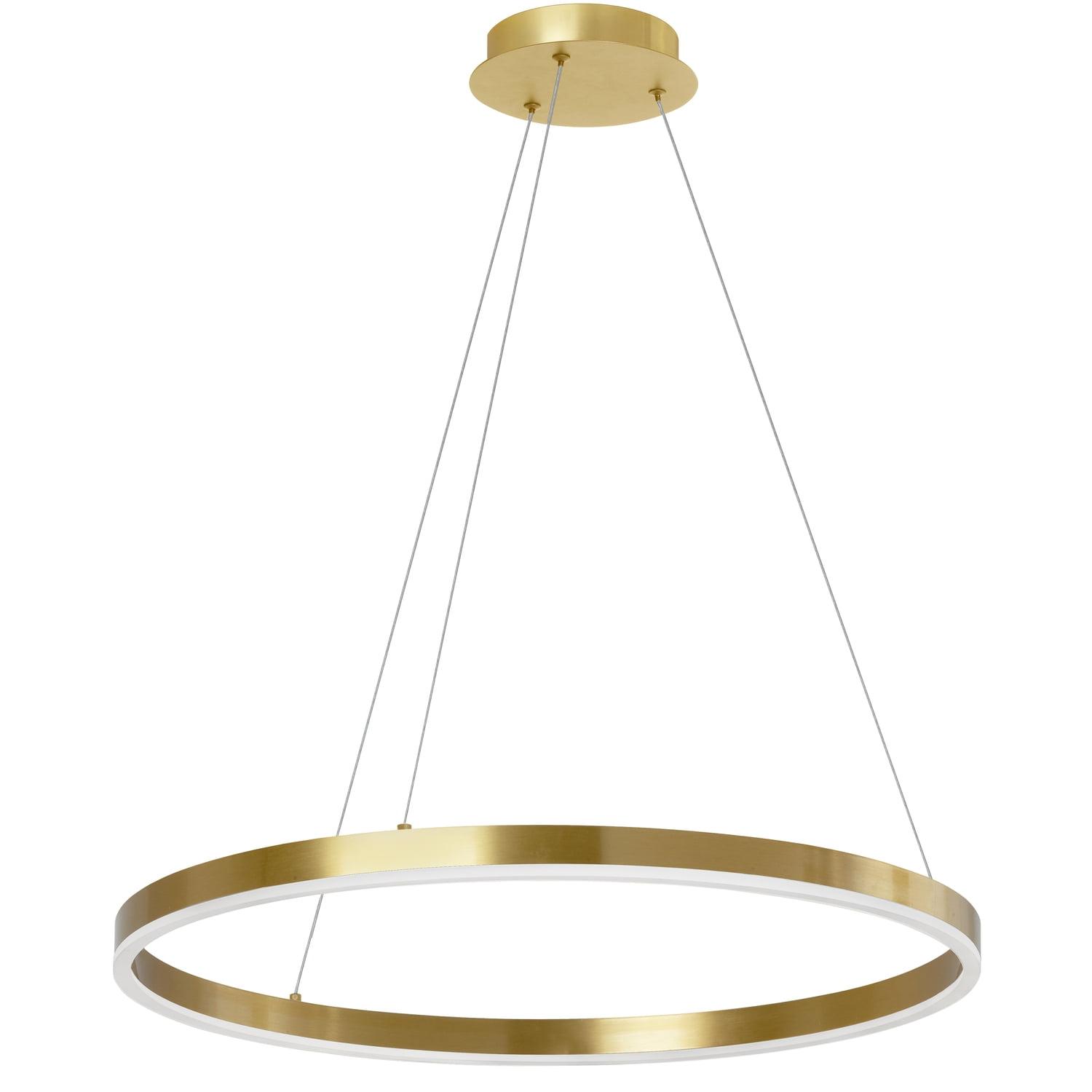 Circulo 24" Modern LED Chandelier in Aged Brass with Black Shade