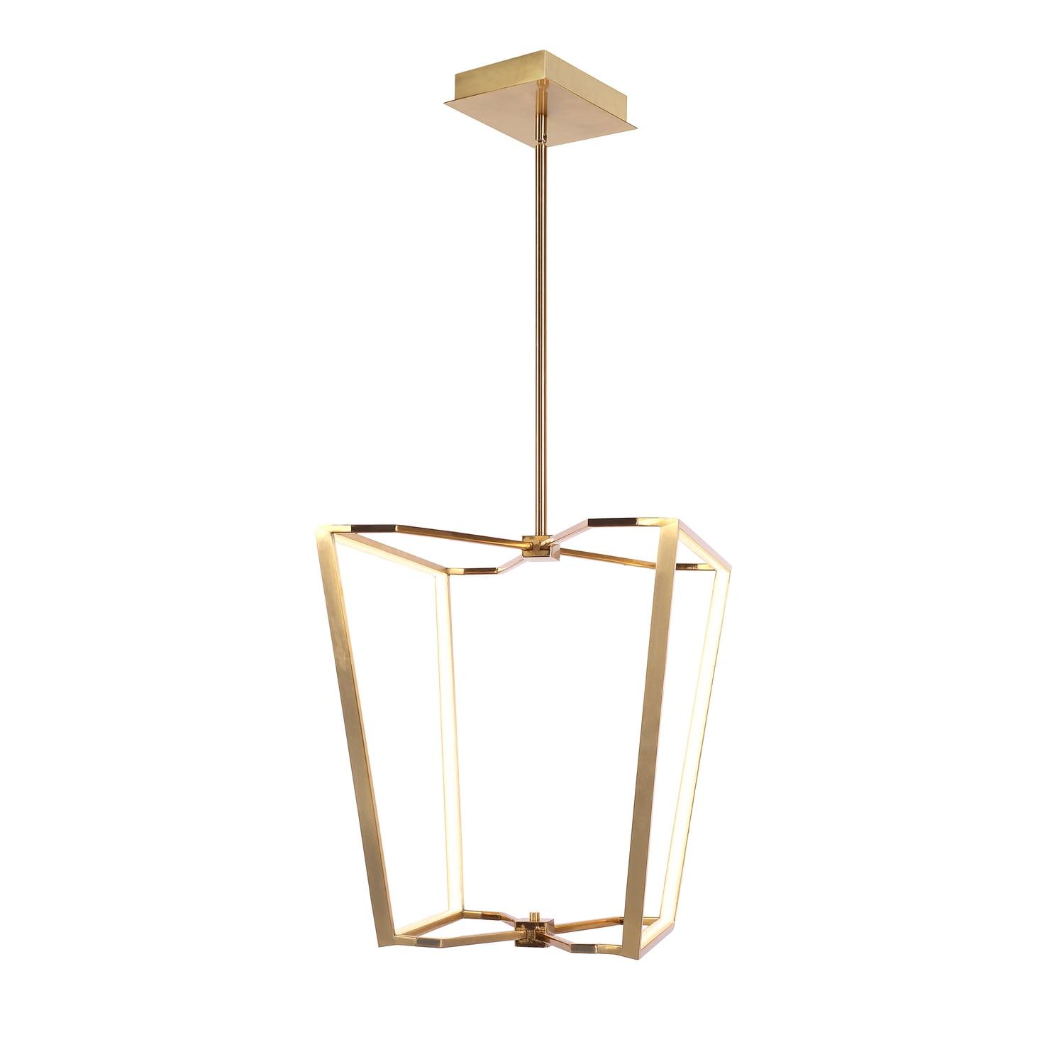 Aged Brass Geometric Cage LED Chandelier