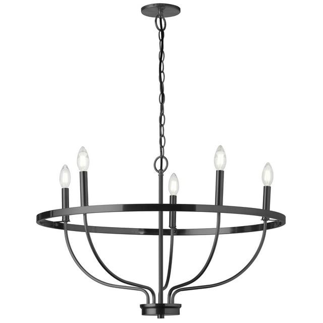 5 Light Incandescent Chandelier, Matte Black