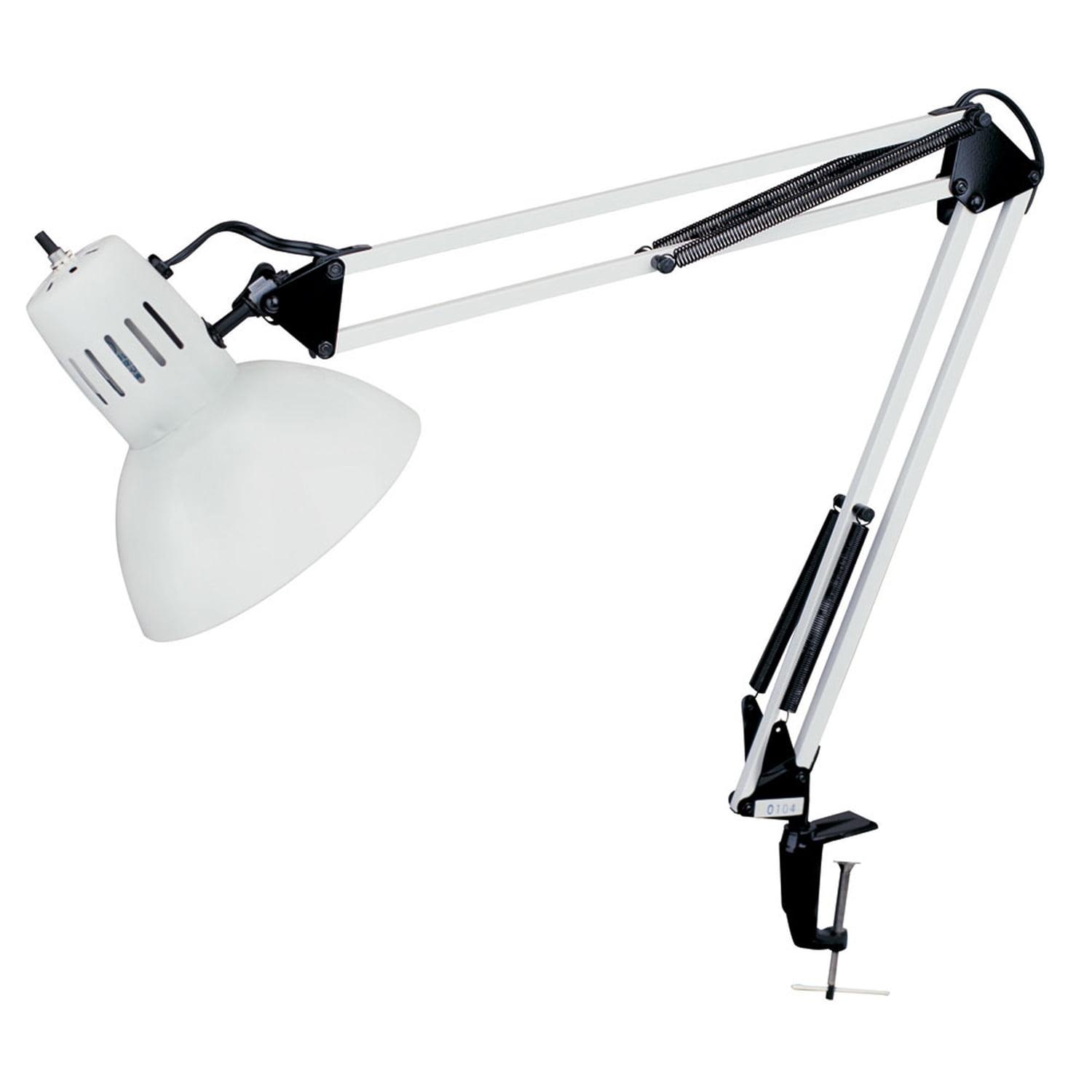 Adjustable White Clip-On Desk Lamp with Dome Shade