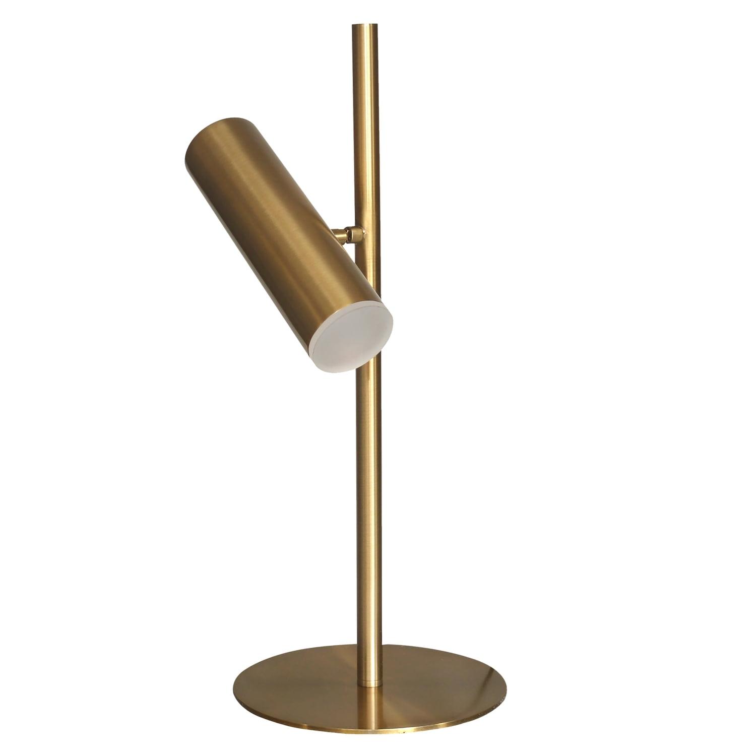 Aged Brass Modern LED Cylinder Table Lamp