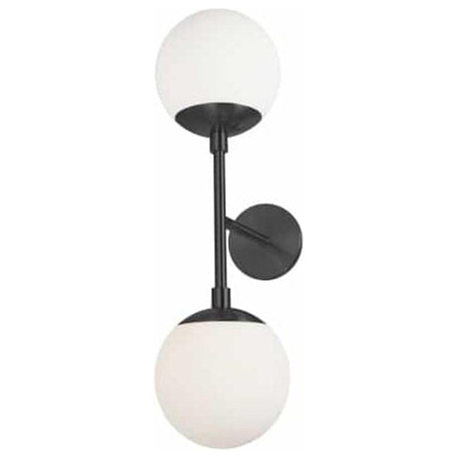 Dayana 23'' Matte Black Dimmable Globe Sconce with Opal Shade