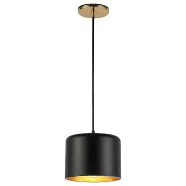 Dainolite EMI-81P-AGB-MB 1 Light Incandescent Pendant, Aged Brass with Matte Black &Gold Shade