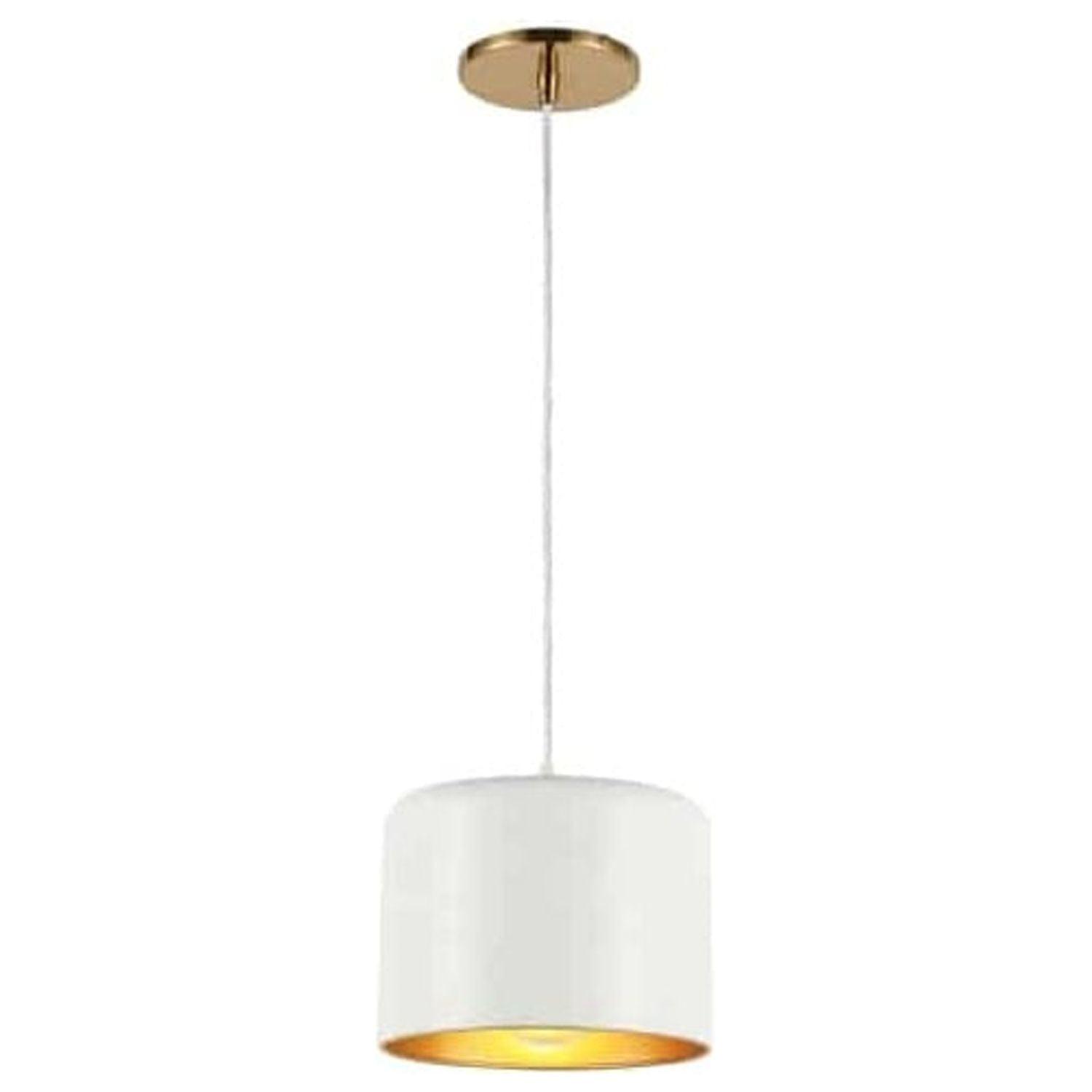 Modern White and Gold Drum Pendant Light