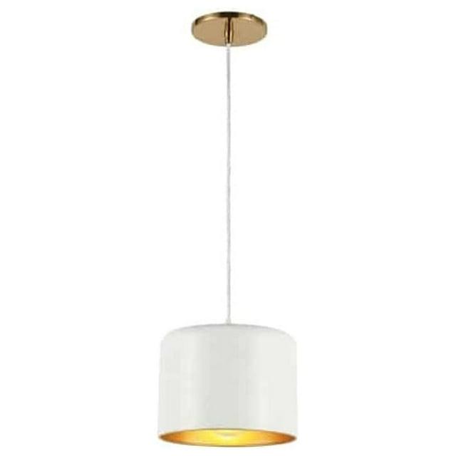 Dainolite EMI-81P-AGB-MW 1 Light Incandescent Pendant, Aged Brass with Matte White & Gold Shade