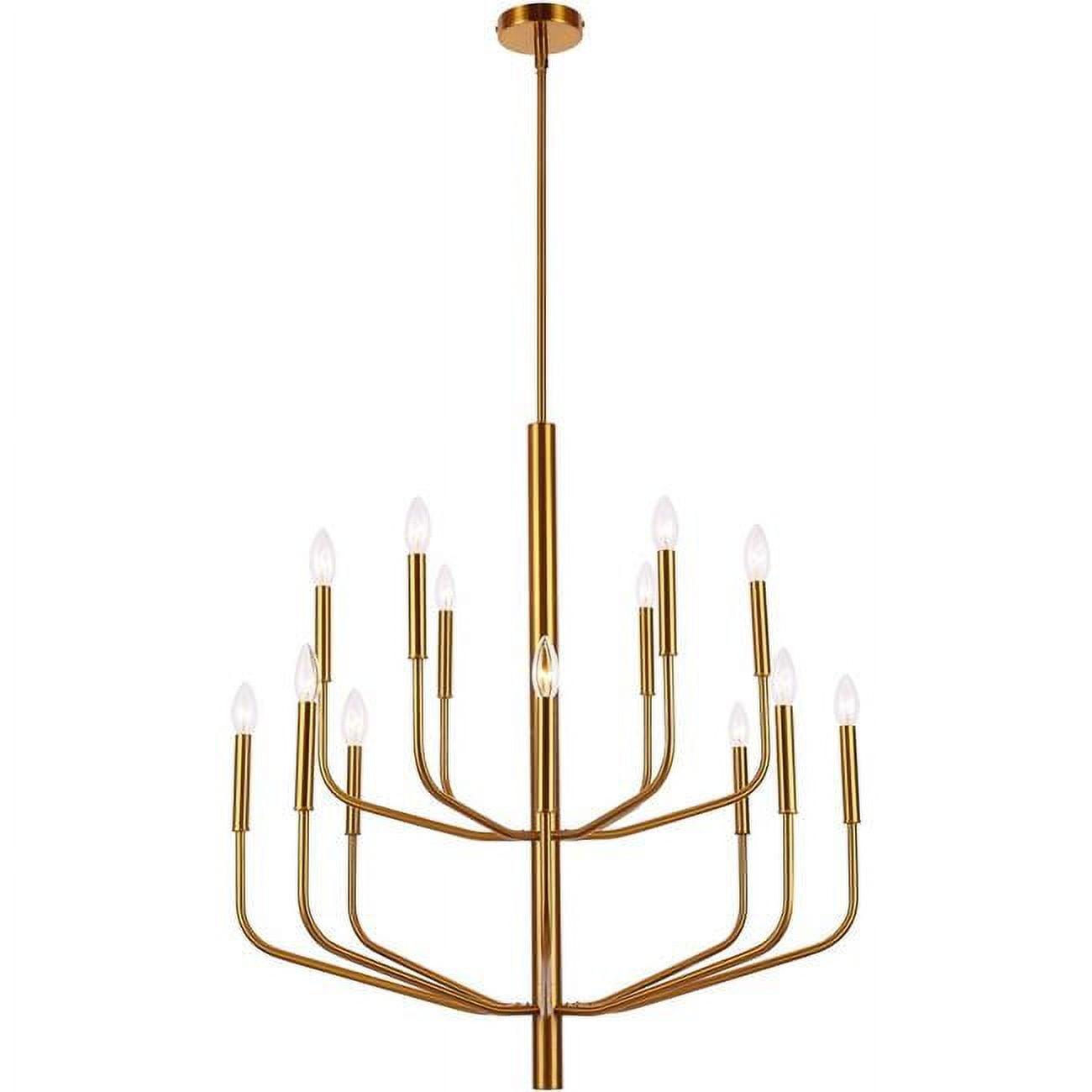 Aged Brass 14-Light Modern Candle Style Chandelier