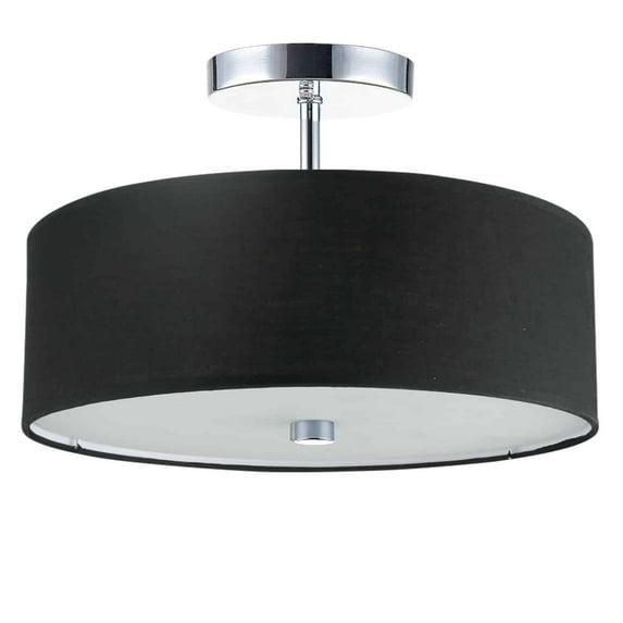 Dainolite - Everly - 3 Light Semi-Flush Mount-Polished Chrome Finish-Black