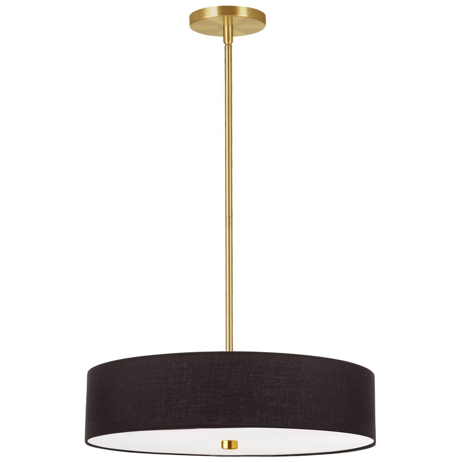 Dainolite - Everly - 4 Light Pendant-Aged Brass Finish-Black  Shade Color -
