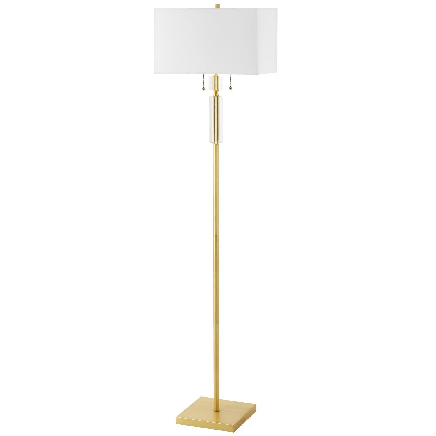 Aged Brass Adjustable 60" Floor Lamp with White Shade