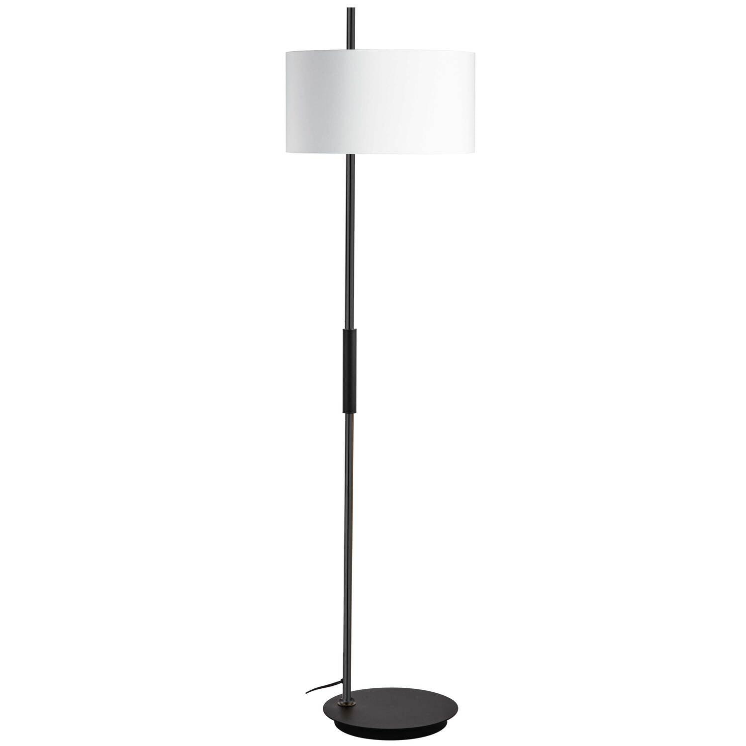 Matte Black and White Metal Floor Lamp with Fabric Shade