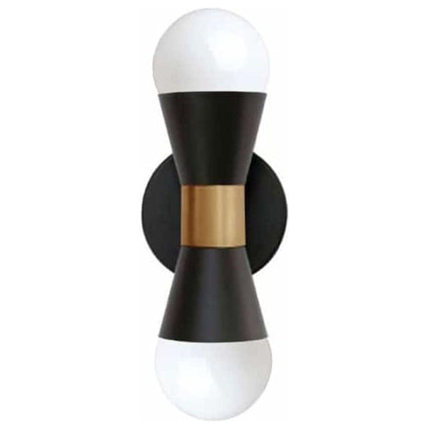 Dainolite - Fortuna - 2 Light Wall Sconce-Matte Black Finish-Aged Brass