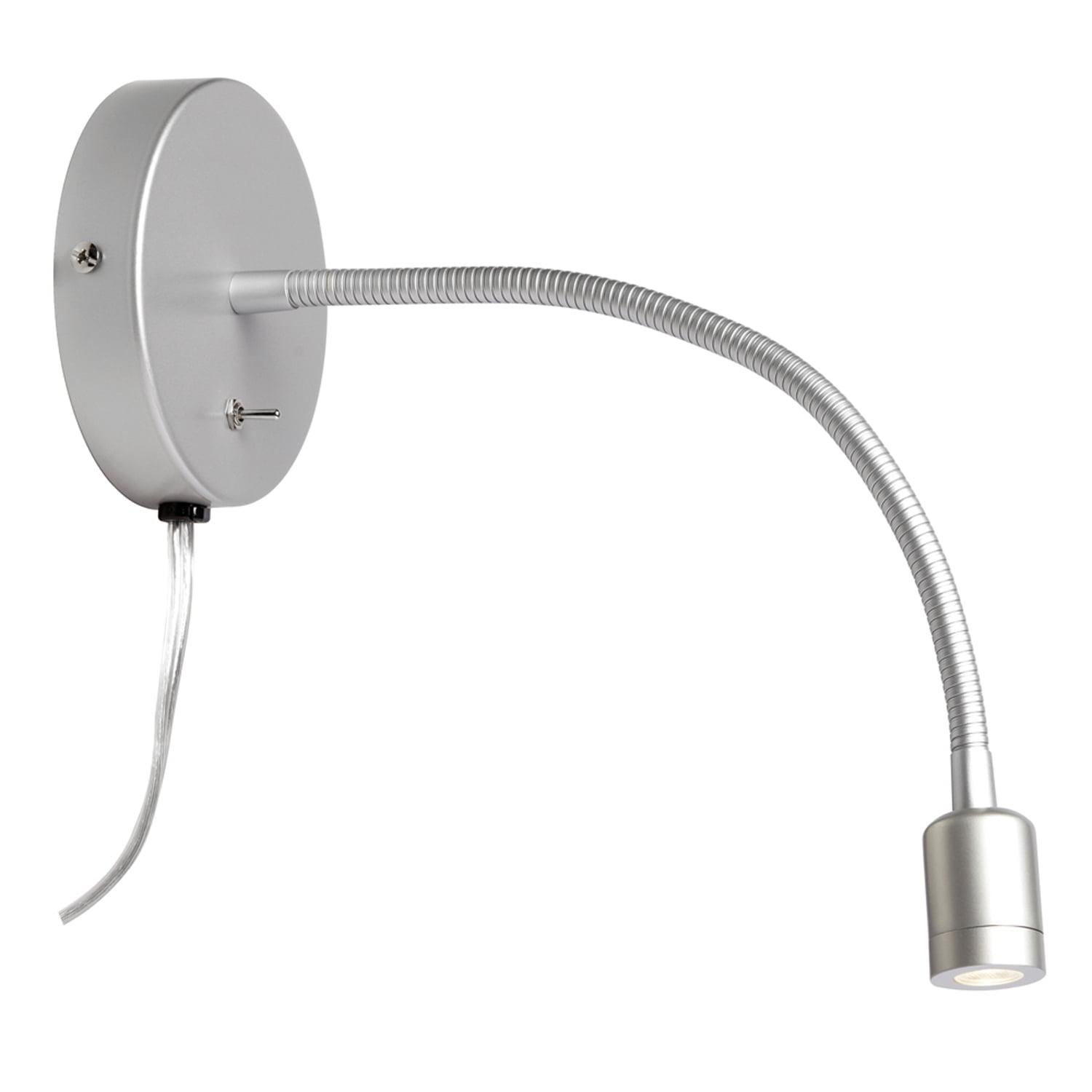 Silver Modern LED Wall Sconce with Gooseneck Arm