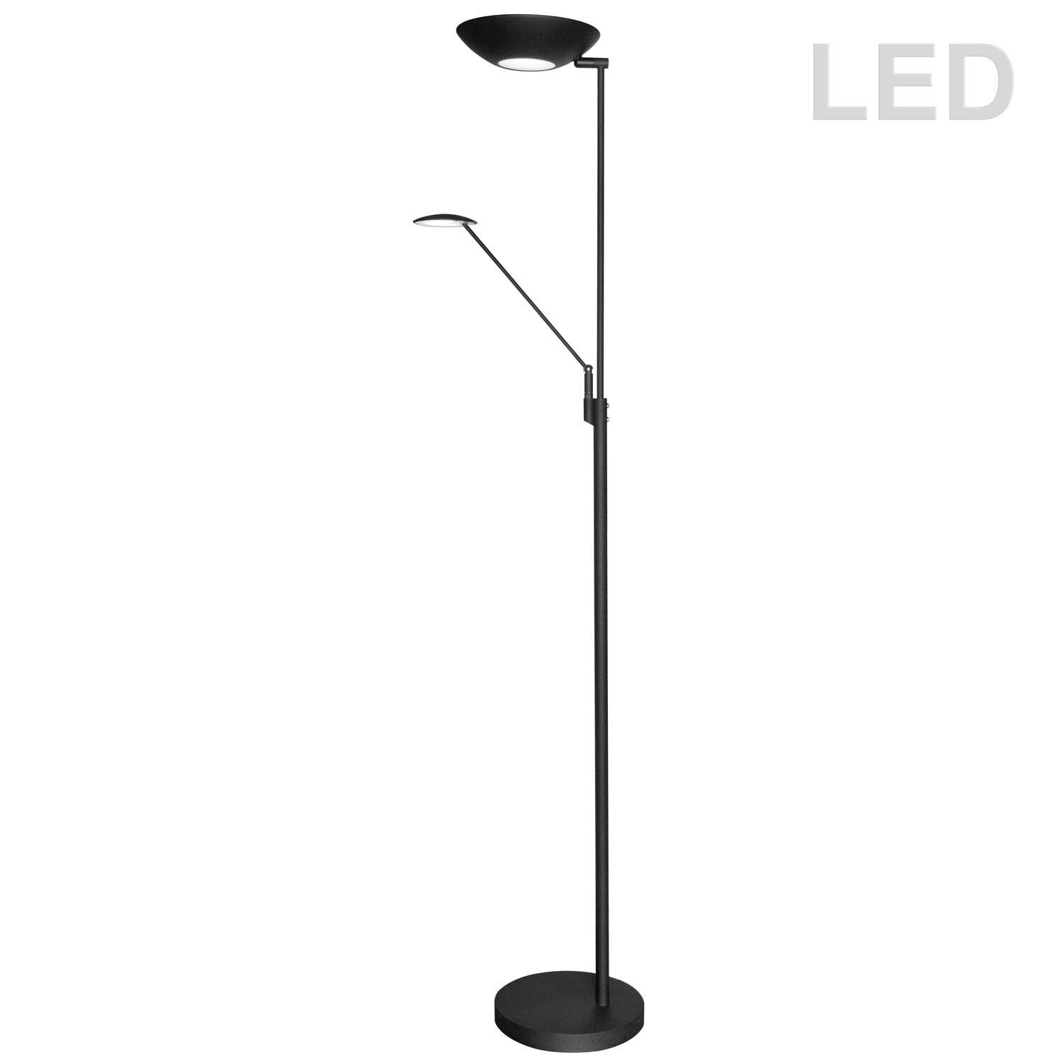 Black Adjustable Multi-Head LED Floor Lamp with Touch Control