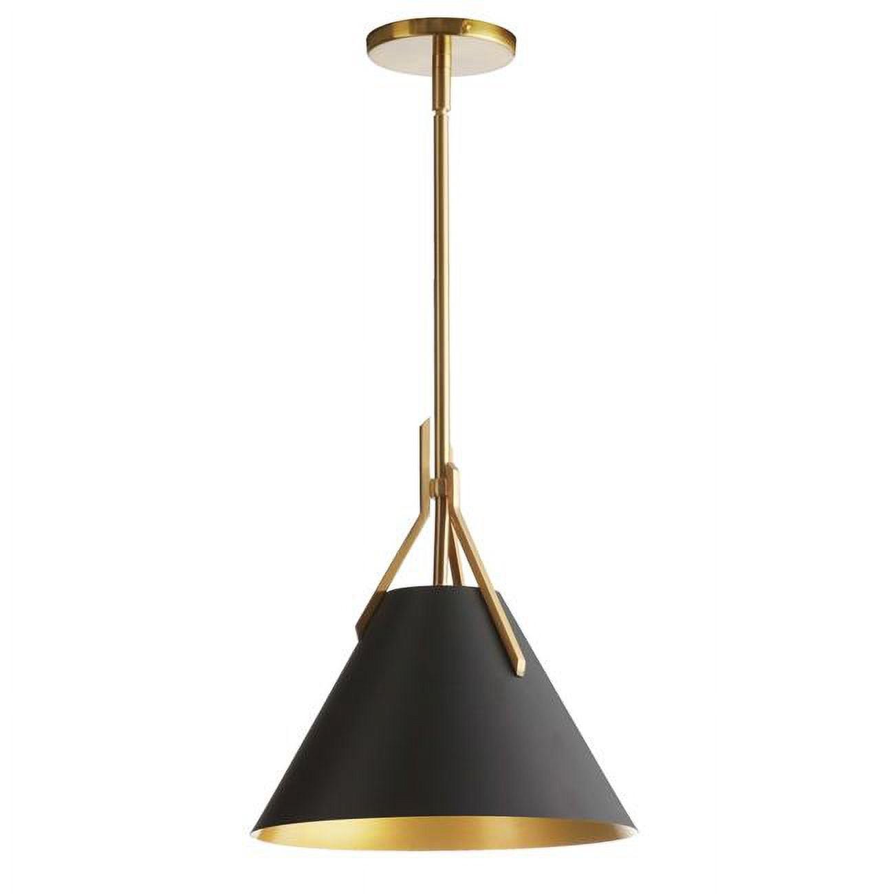 Aged Brass and Black Metal Pendant Light with LED Compatibility