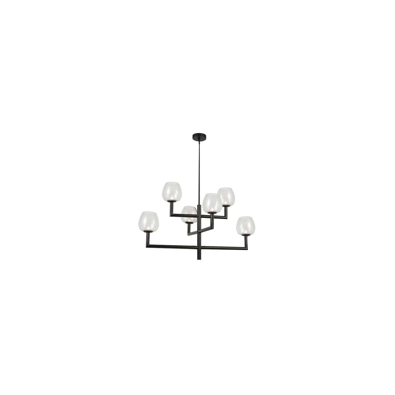 Dainolite Nora 6 Light Contemporary Matte Black Luxury Lantern Chandelier