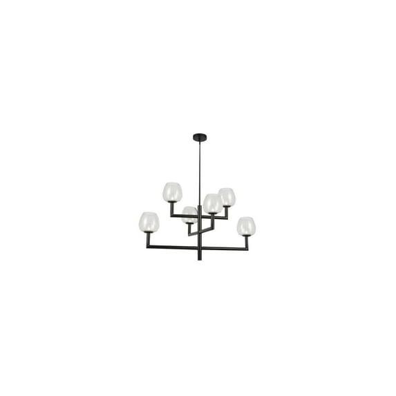 Dainolite Nora 6 Light Contemporary Matte Black Luxury Lantern Chandelier