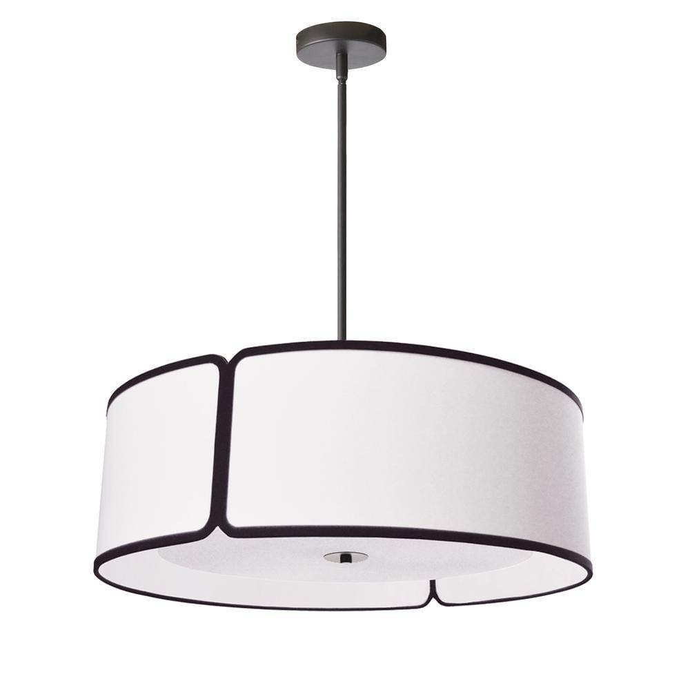 Dainolite 4LT Notched Drum Pendant BK, WH Shade & Diffuser