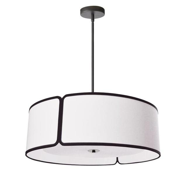 Dainolite 4LT Notched Drum Pendant BK, WH Shade & Diffuser