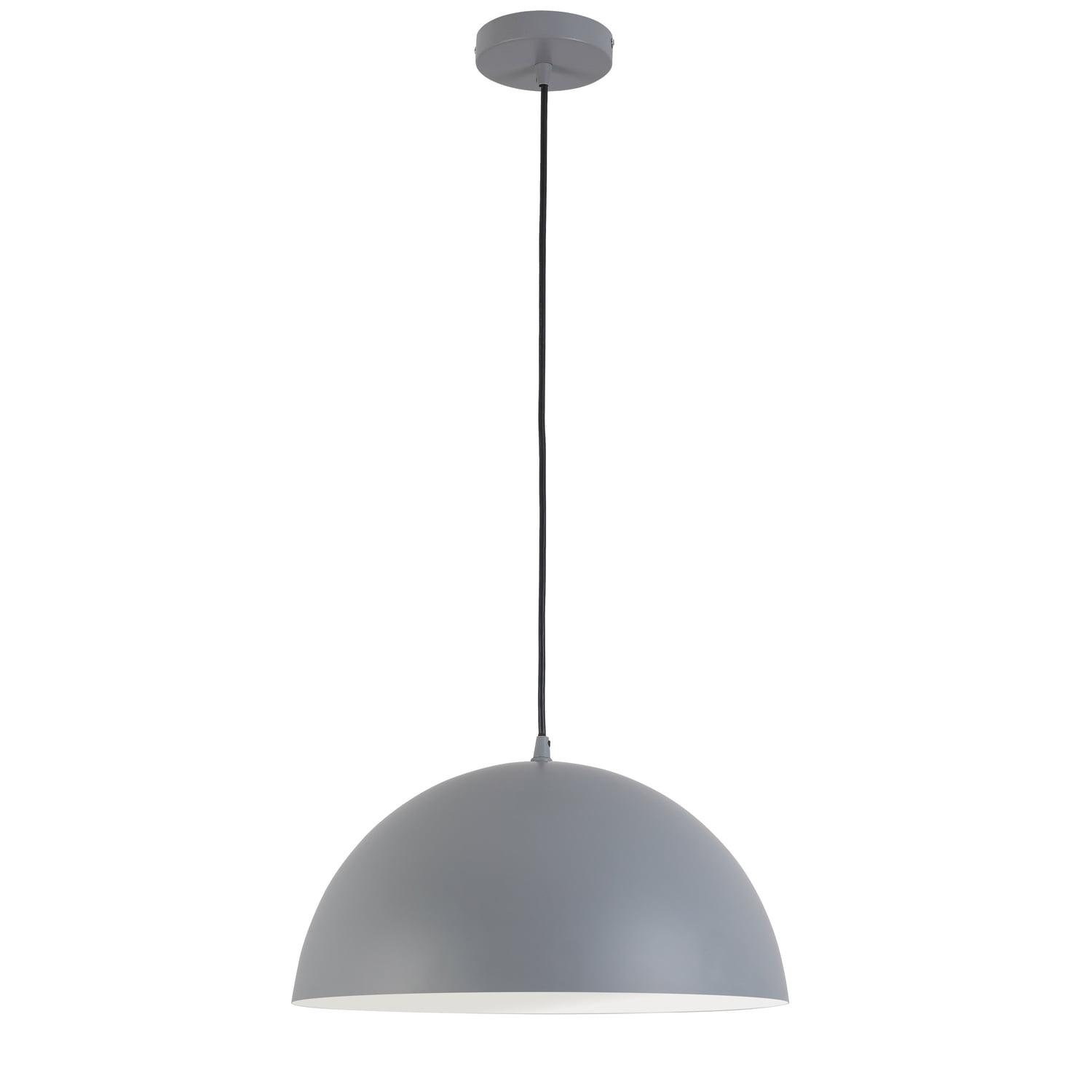 Grey Metal 16" Dome Pendant Light with Adjustable Height