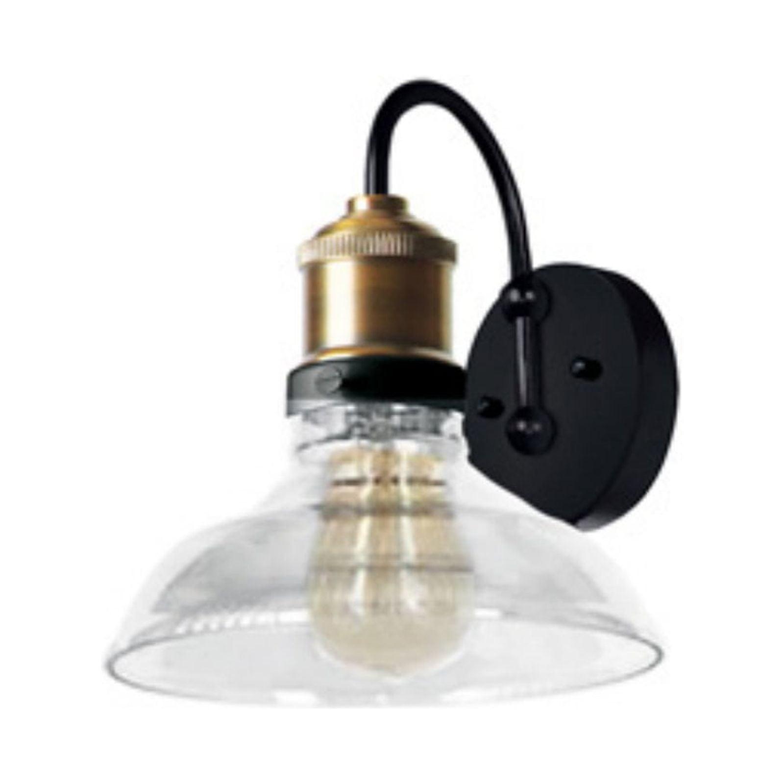 Modern Black 8" Wall Sconce with Clear Bowl Shade and Dimmable Feature