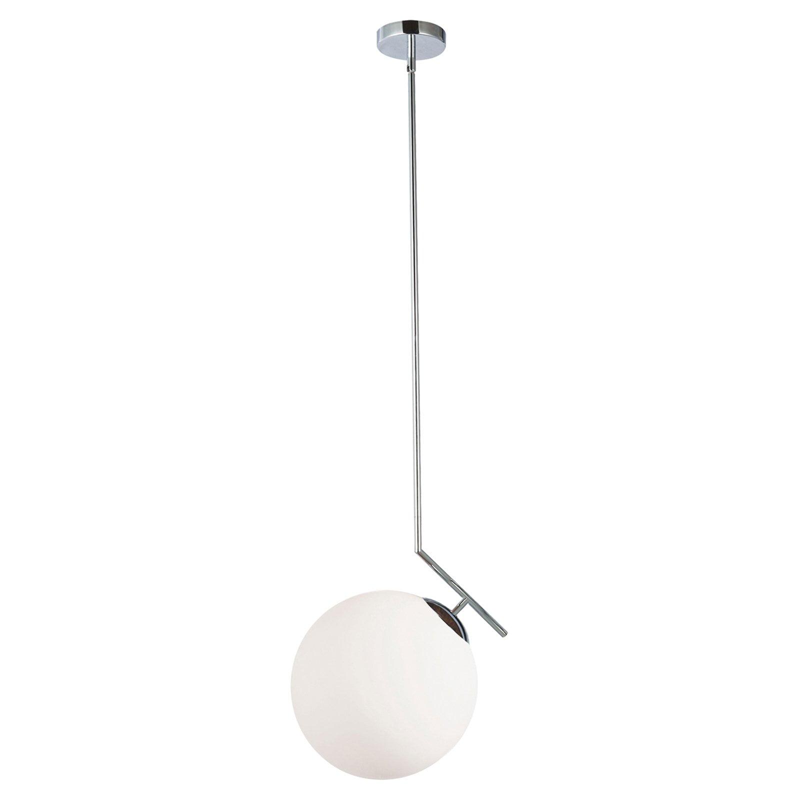 White Glass Globe Pendant Light with Chrome Finish