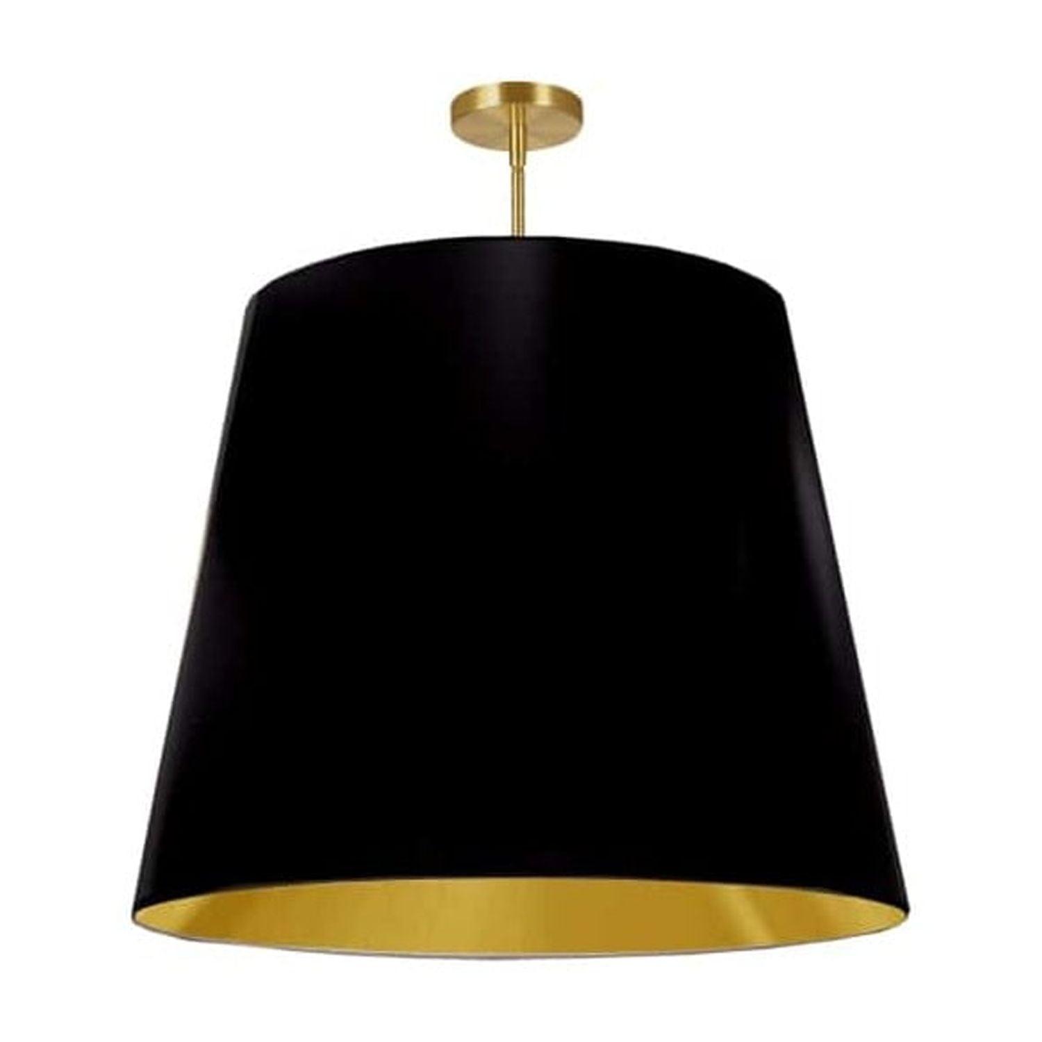 Dainolite  1LT Oversized Drum Pendant X-Large, WH Shade-Color:Black/Gold