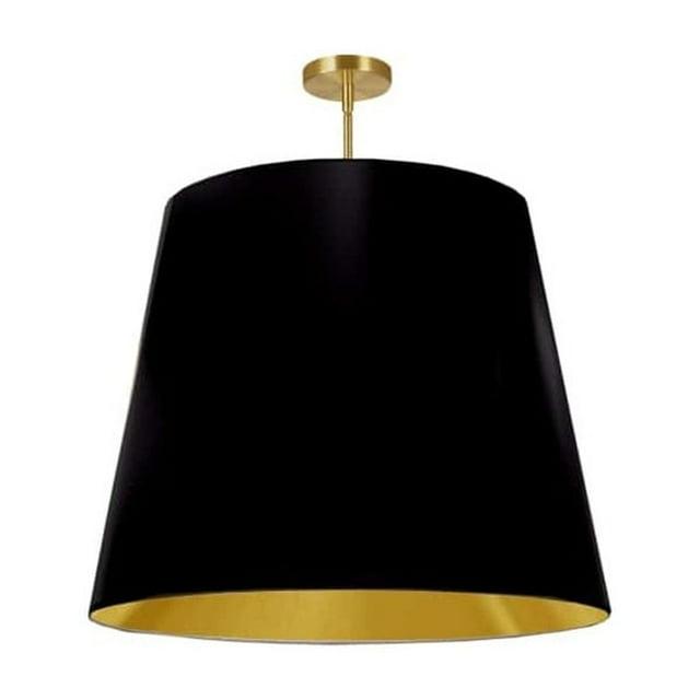 Dainolite  1LT Oversized Drum Pendant X-Large, WH Shade-Color:Black/Gold