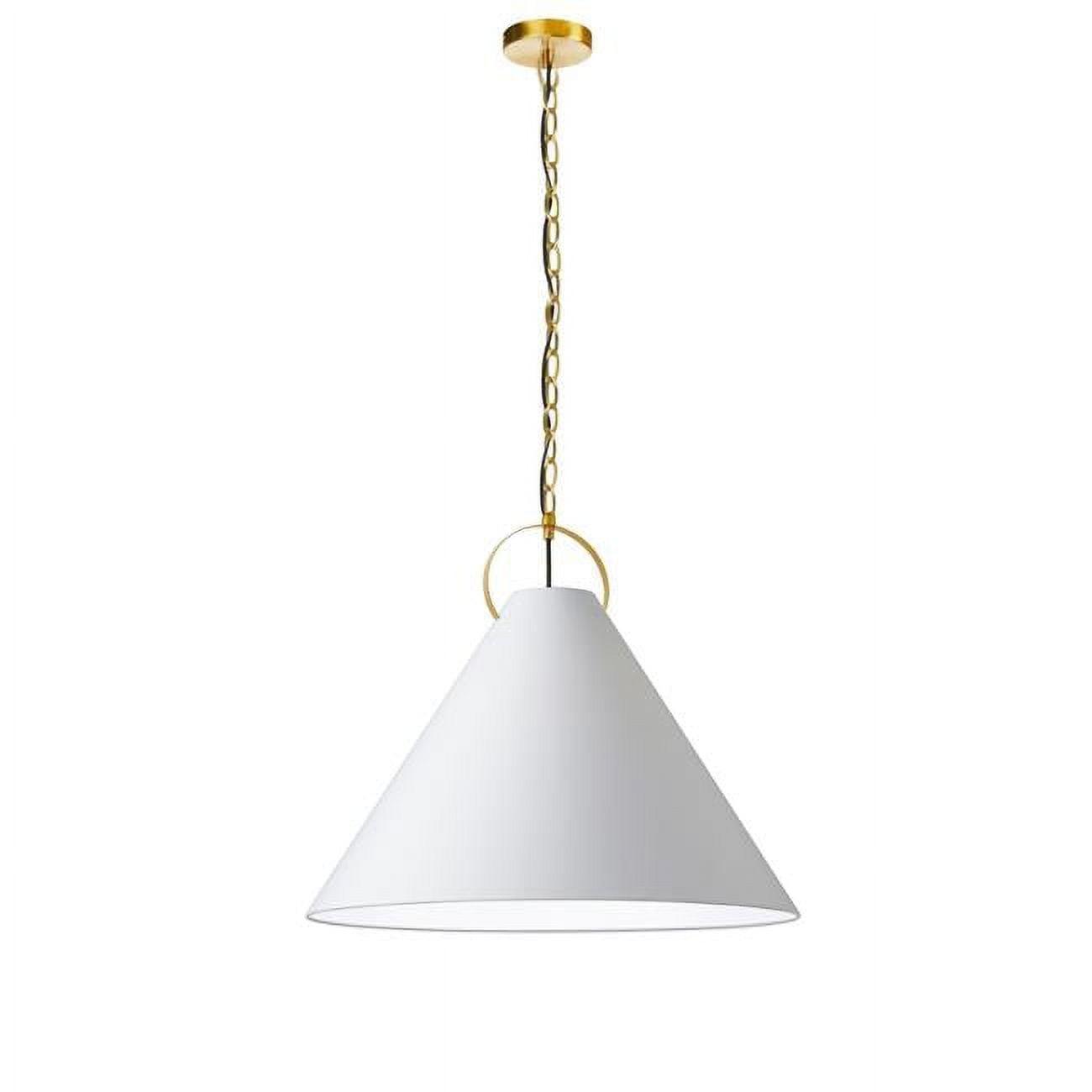 Princeton Aged Brass 24" Contemporary Pendant with White Drum Shade