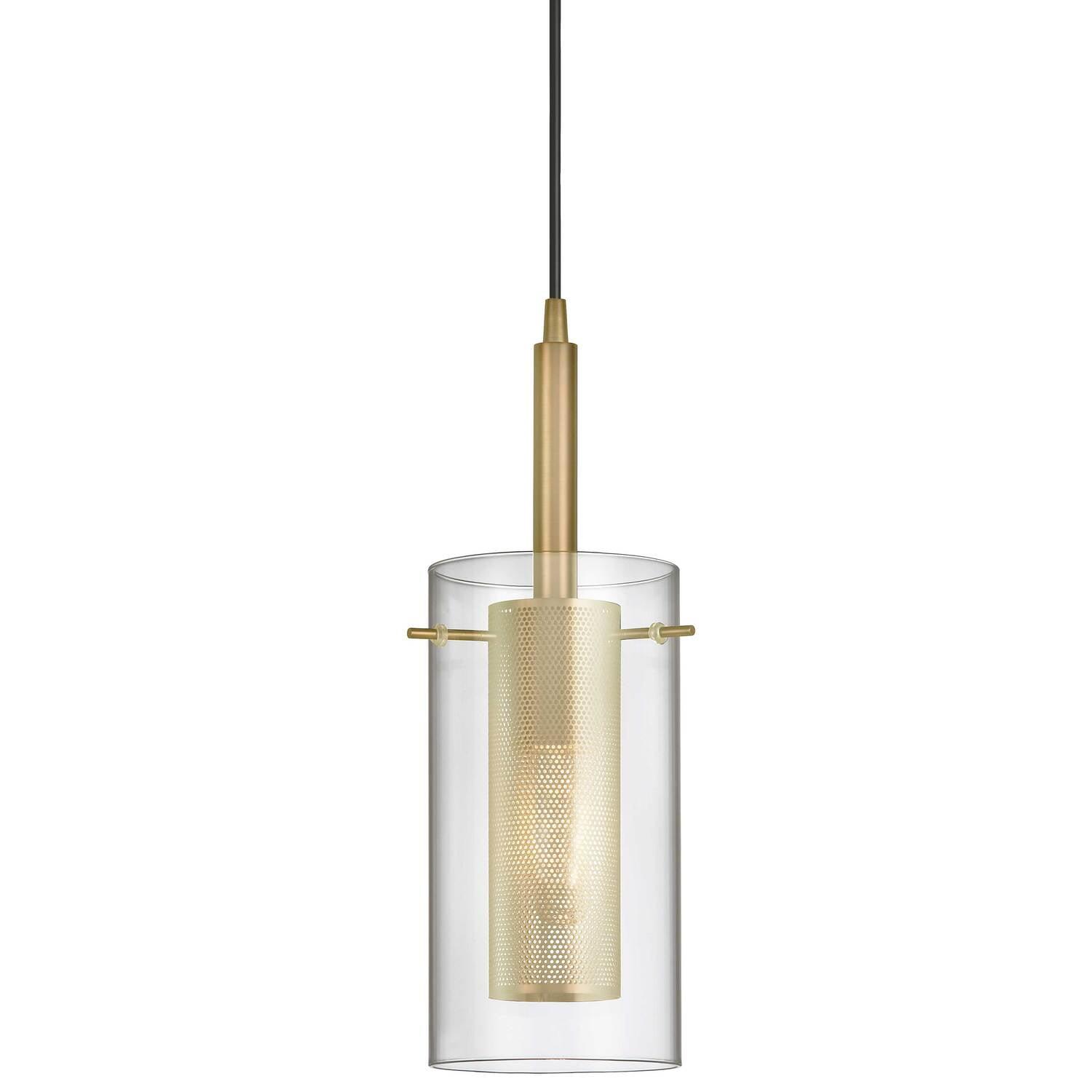 Percy Aged Brass and Clear Glass Cylinder Pendant Light