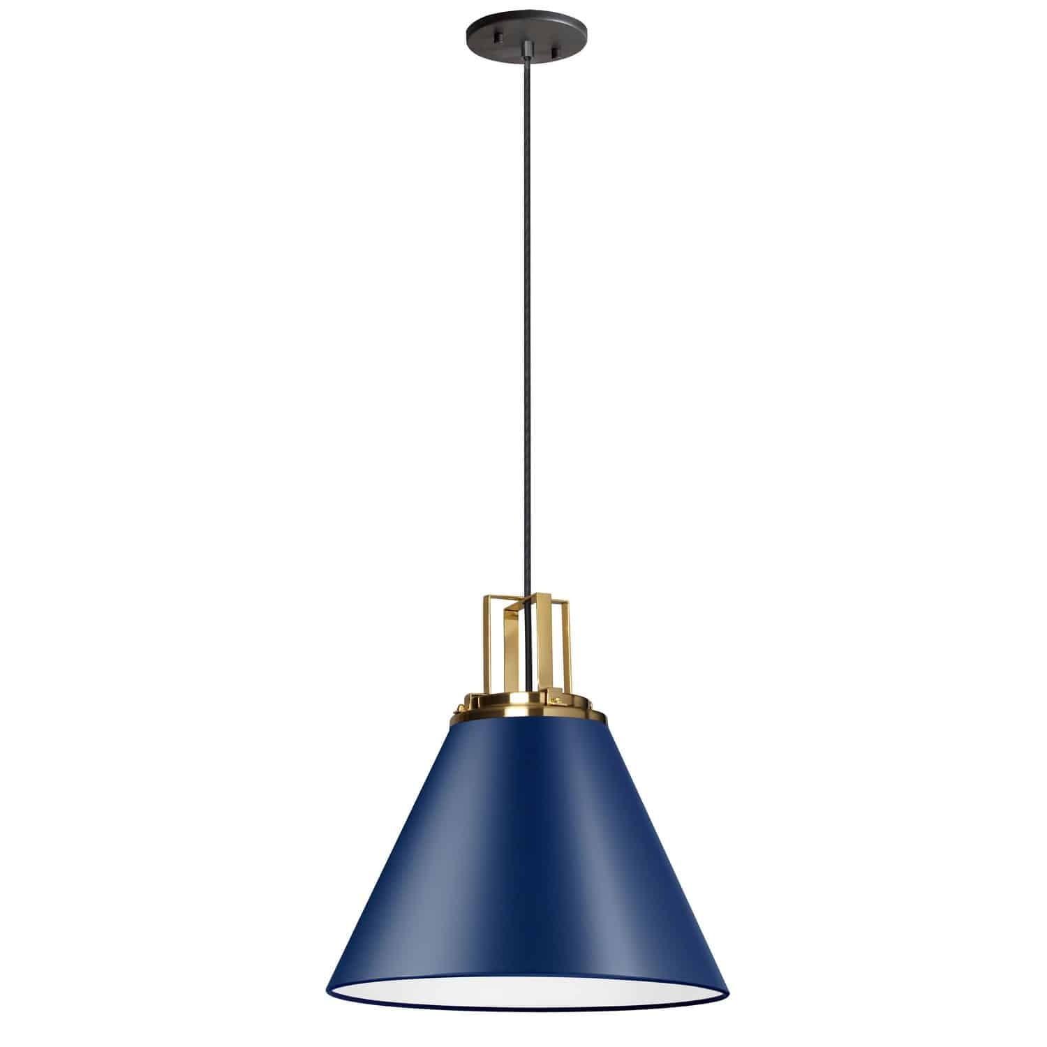 Dainolite SNS-141P-CB-AGB 1 Light Incandescent Pendant, Cobalt Blue with Aged Brass Accent