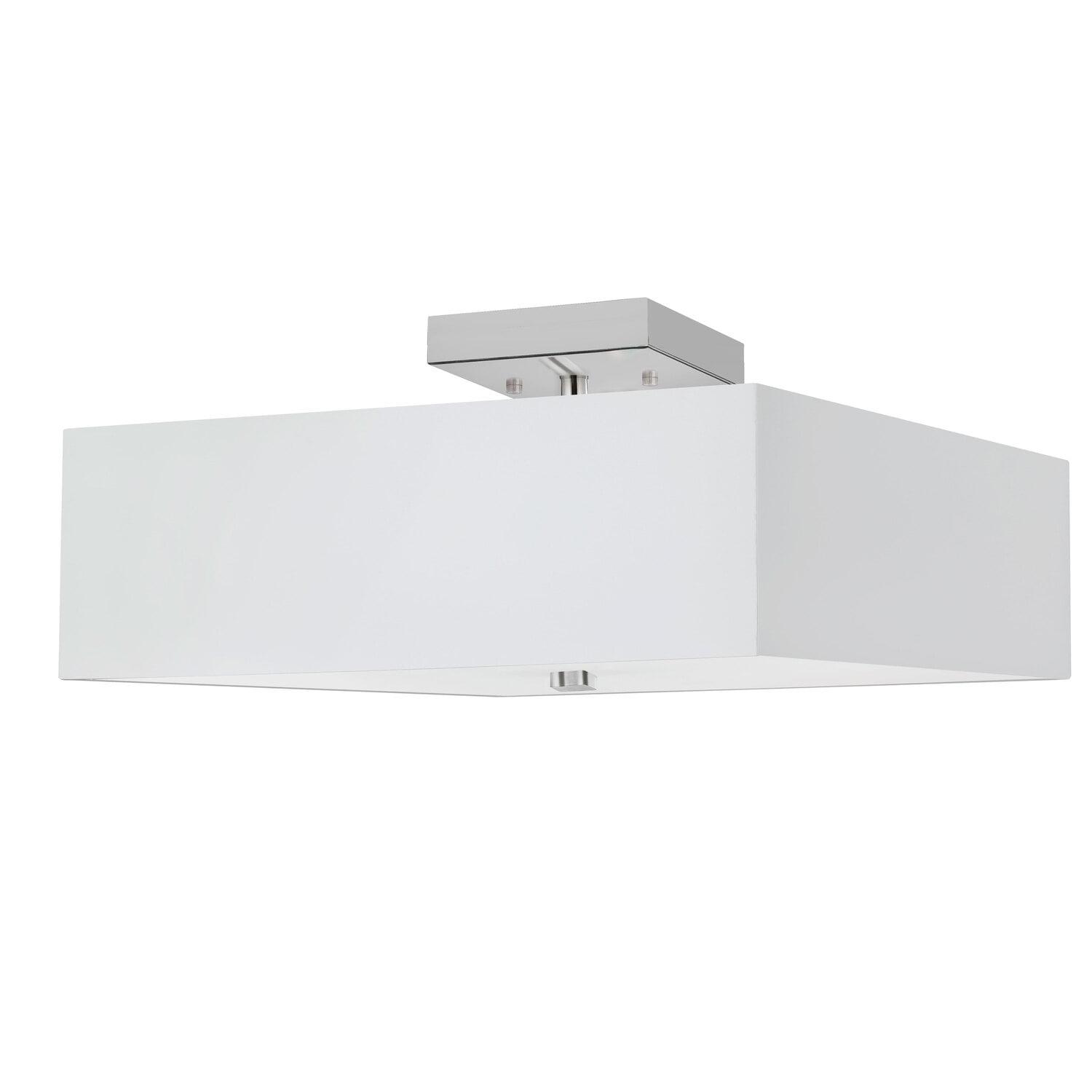 Dainolite SRN-143SF-PC-WH 3 Light Incandescent Semi-Flush with White Shade, Polished Chrome