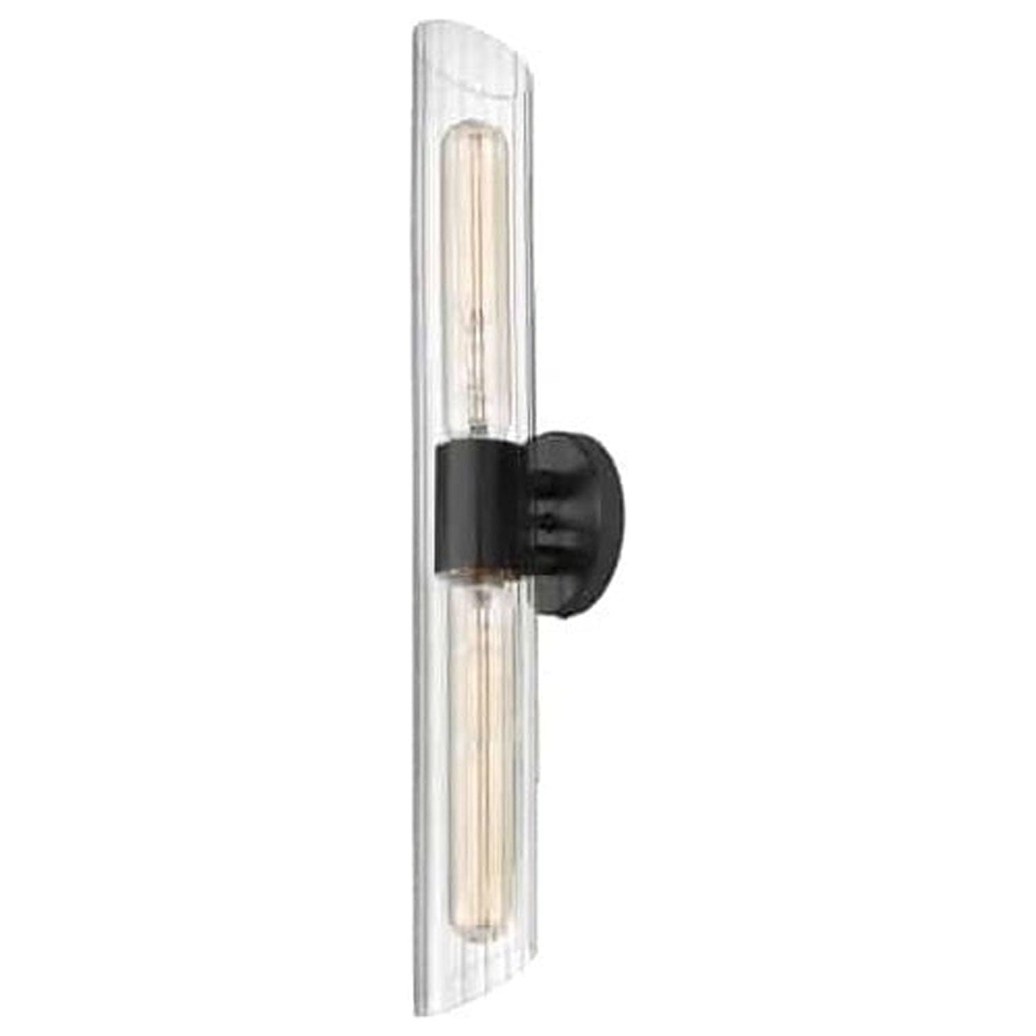 Dainolite Samantha 2-light Transitional Glass Vanity in Matte Black/Clear