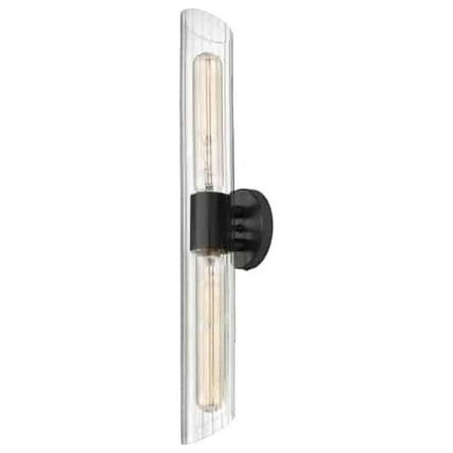 Dainolite Samantha 2-light Transitional Glass Vanity in Matte Black/Clear