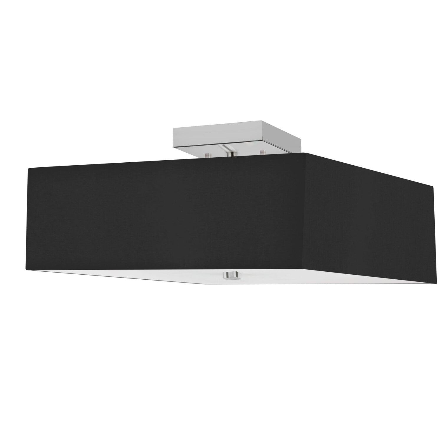 SRN-143SF-PC-BK-Dainolite-Seren - 3 Light Semi-Flush Mount-Polished Chrome Finish-Black  Shade Color