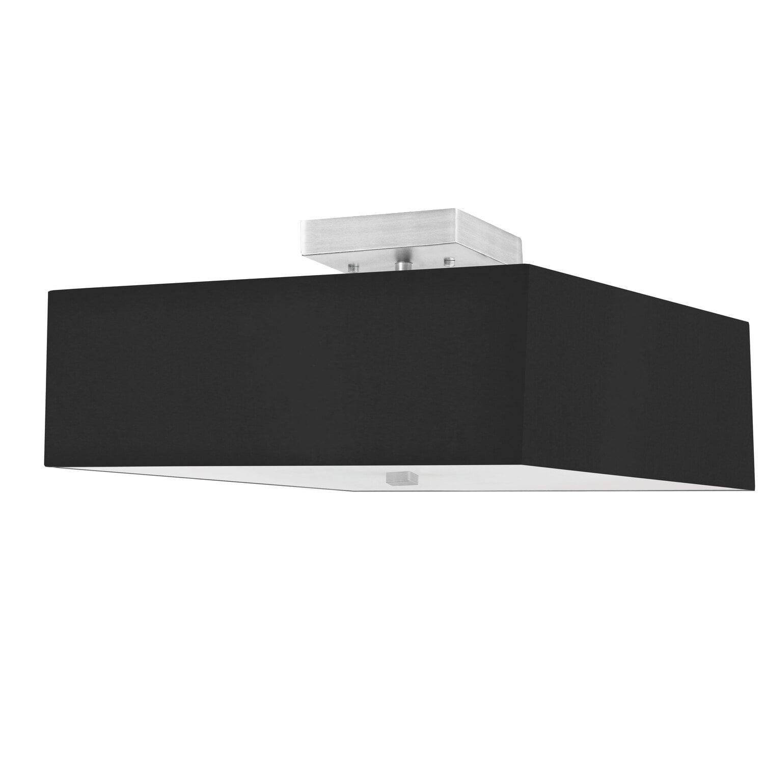 Dainolite - Seren - 3 Light Semi-Flush Mount-Satin Chrome Finish-Black  Shade