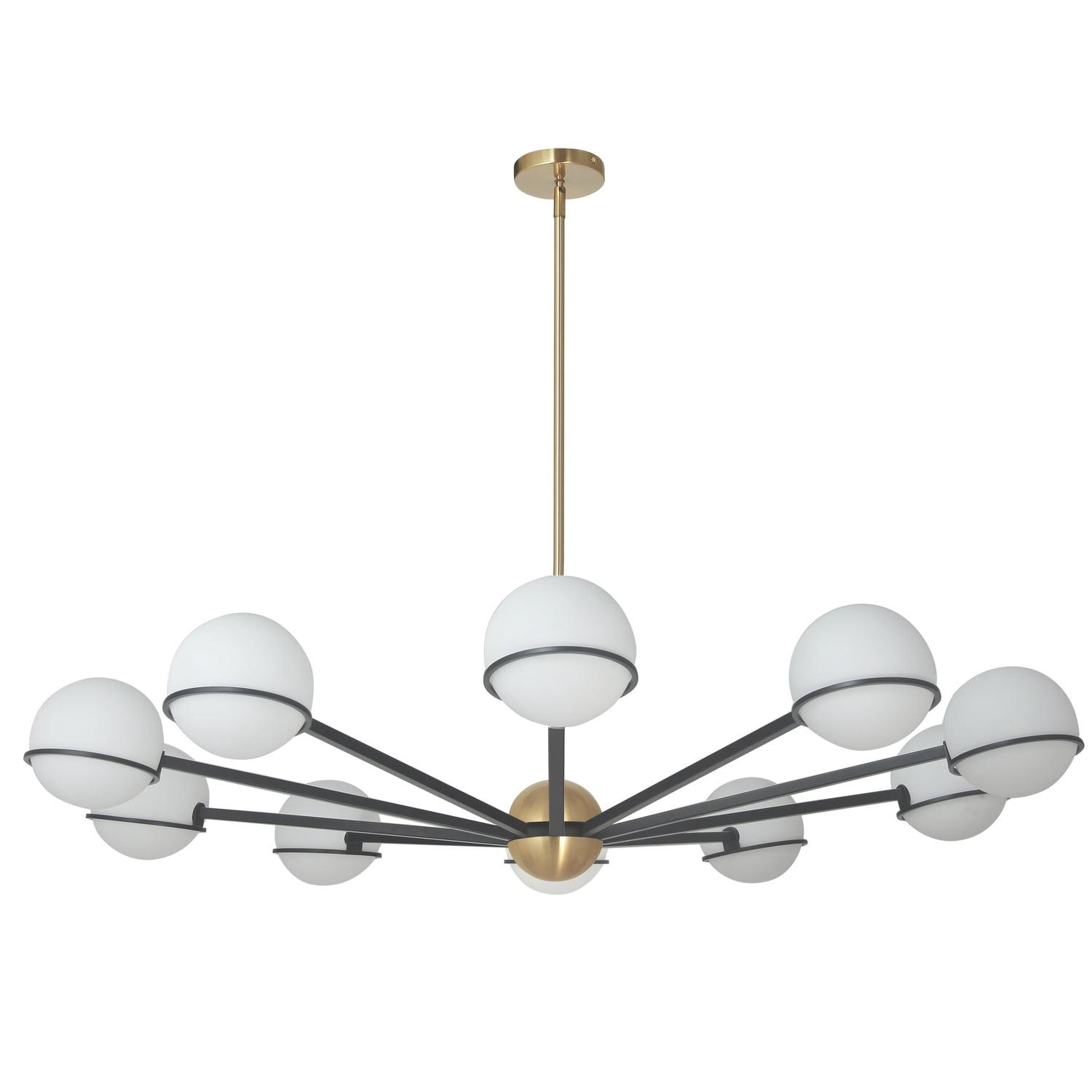 Modern Black and Brass 10-Light Sputnik Chandelier