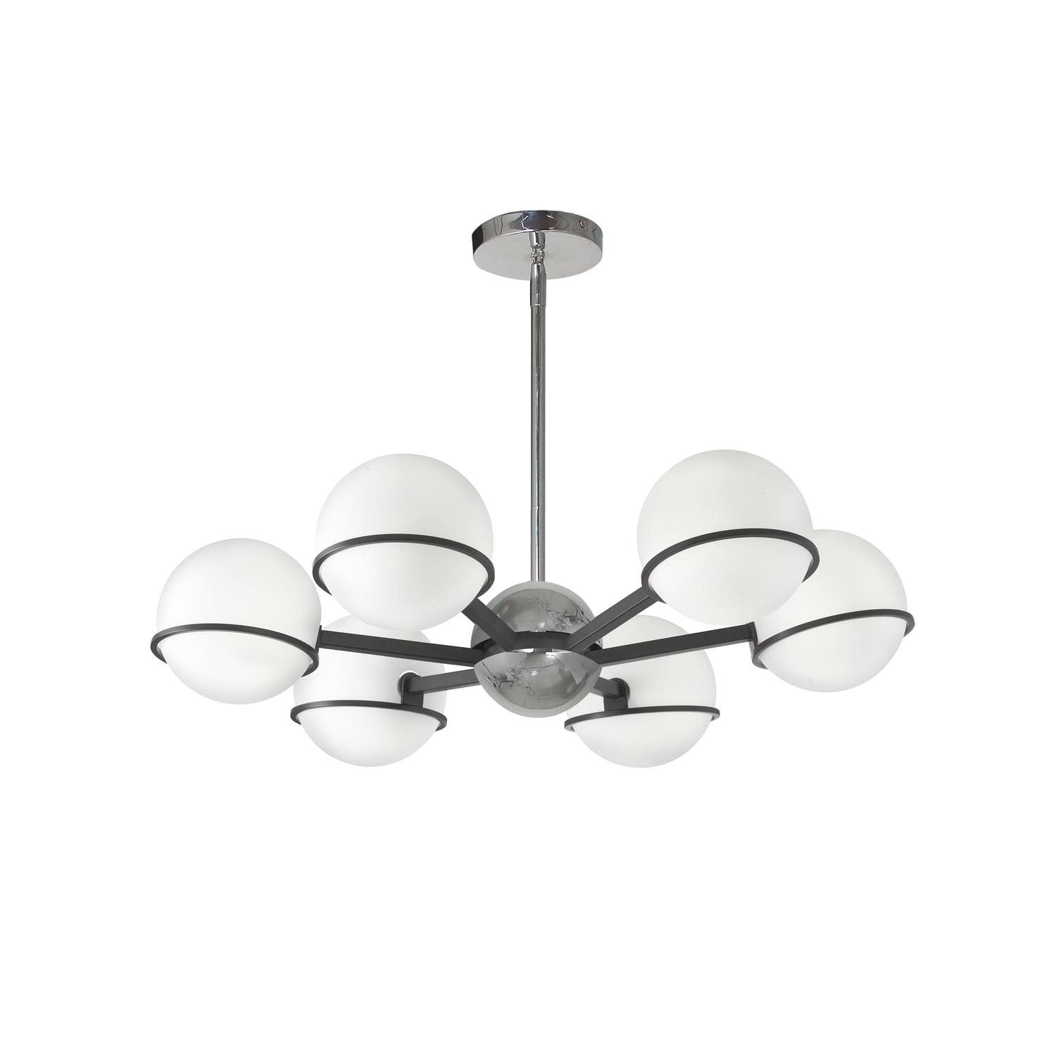 Sofia 28" Matte Black and Chrome Halogen Chandelier