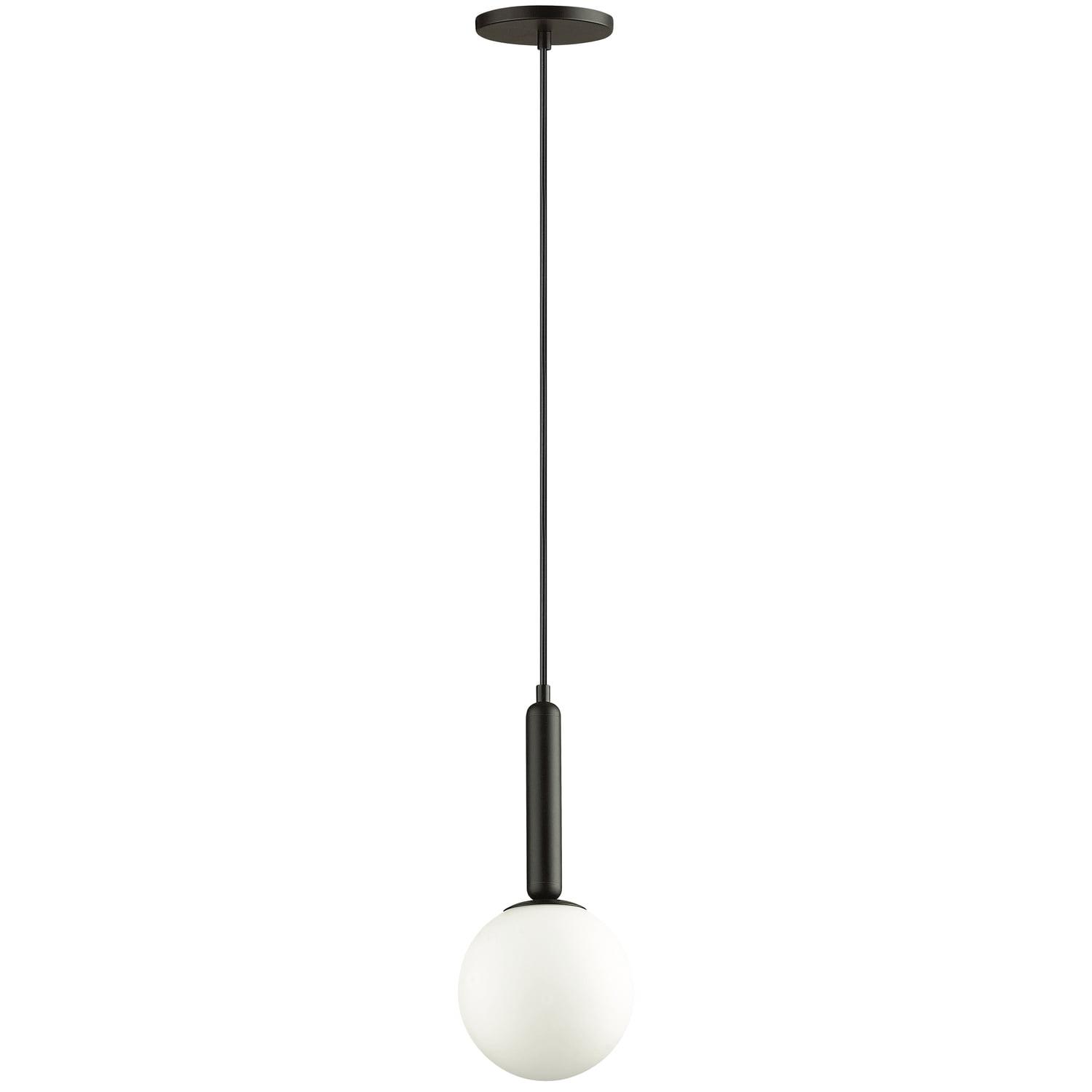 Matte Black 6" Globe Pendant Light with White Glass