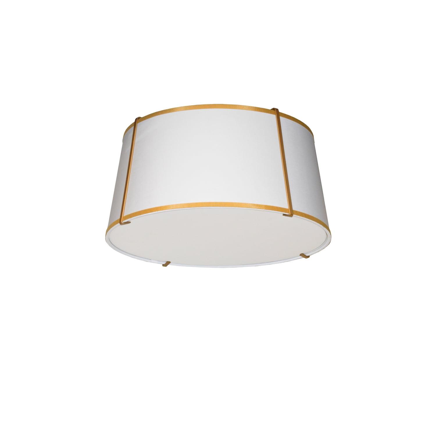 TRA-3FH-GLD-WH-Dainolite-Trapezoid - 3 Light Trapezoid Flush Mount-Gold Finish-White Shade Color